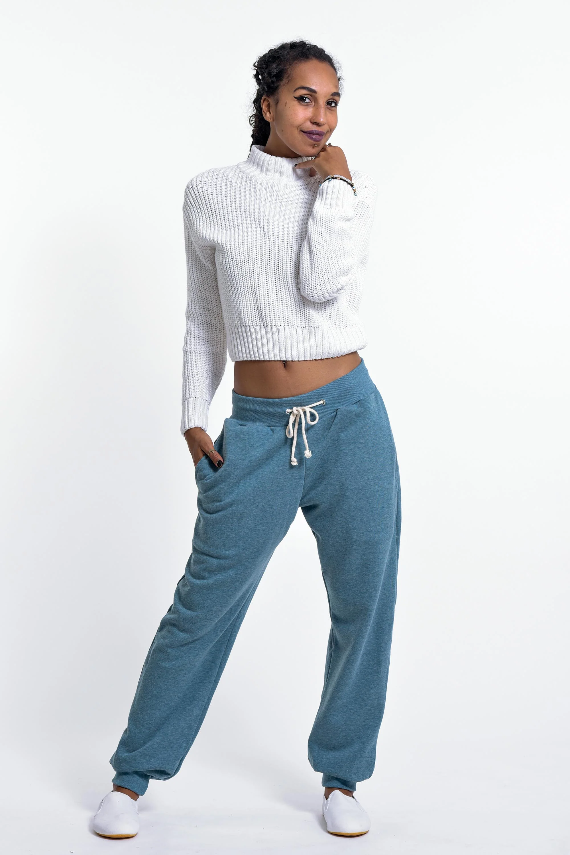 Women's Terry Pants with Aztec Pockets in Blue (Size S - XL ) - Image 4