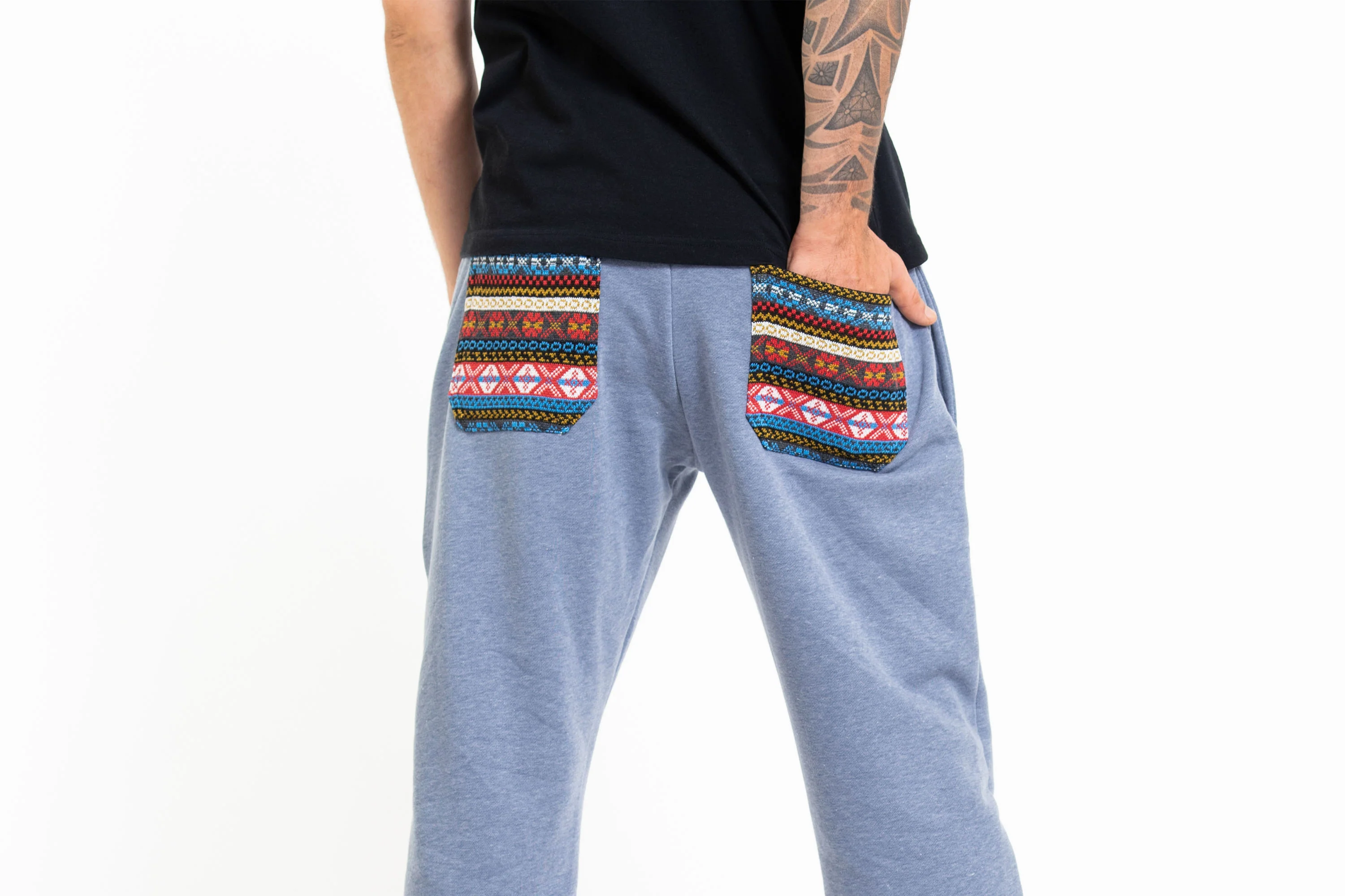 Women's Terry Pants with Aztec Pockets in Light Blue (Size S - XL ) - Image 5
