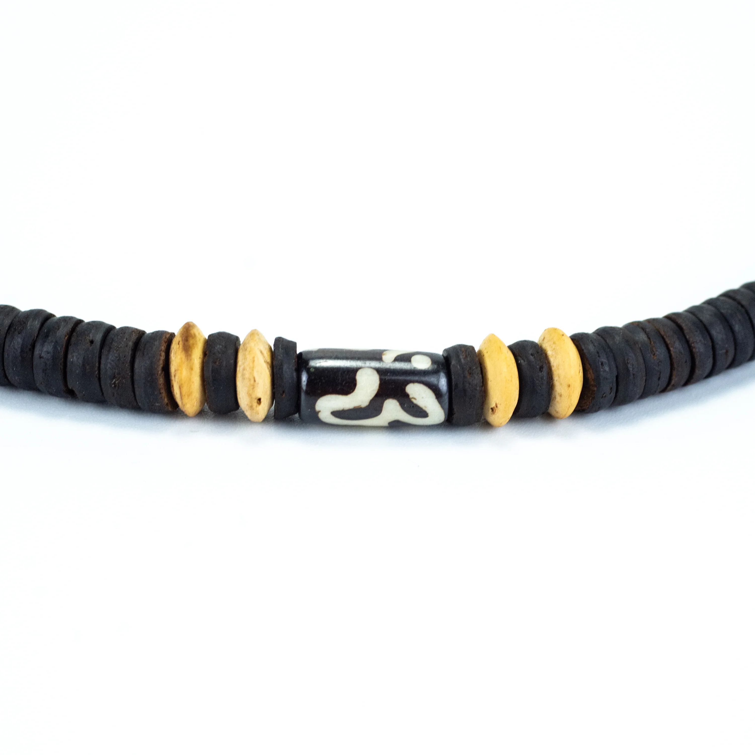 Wooden Bead and Om Stone Charm Necklace - Image 4